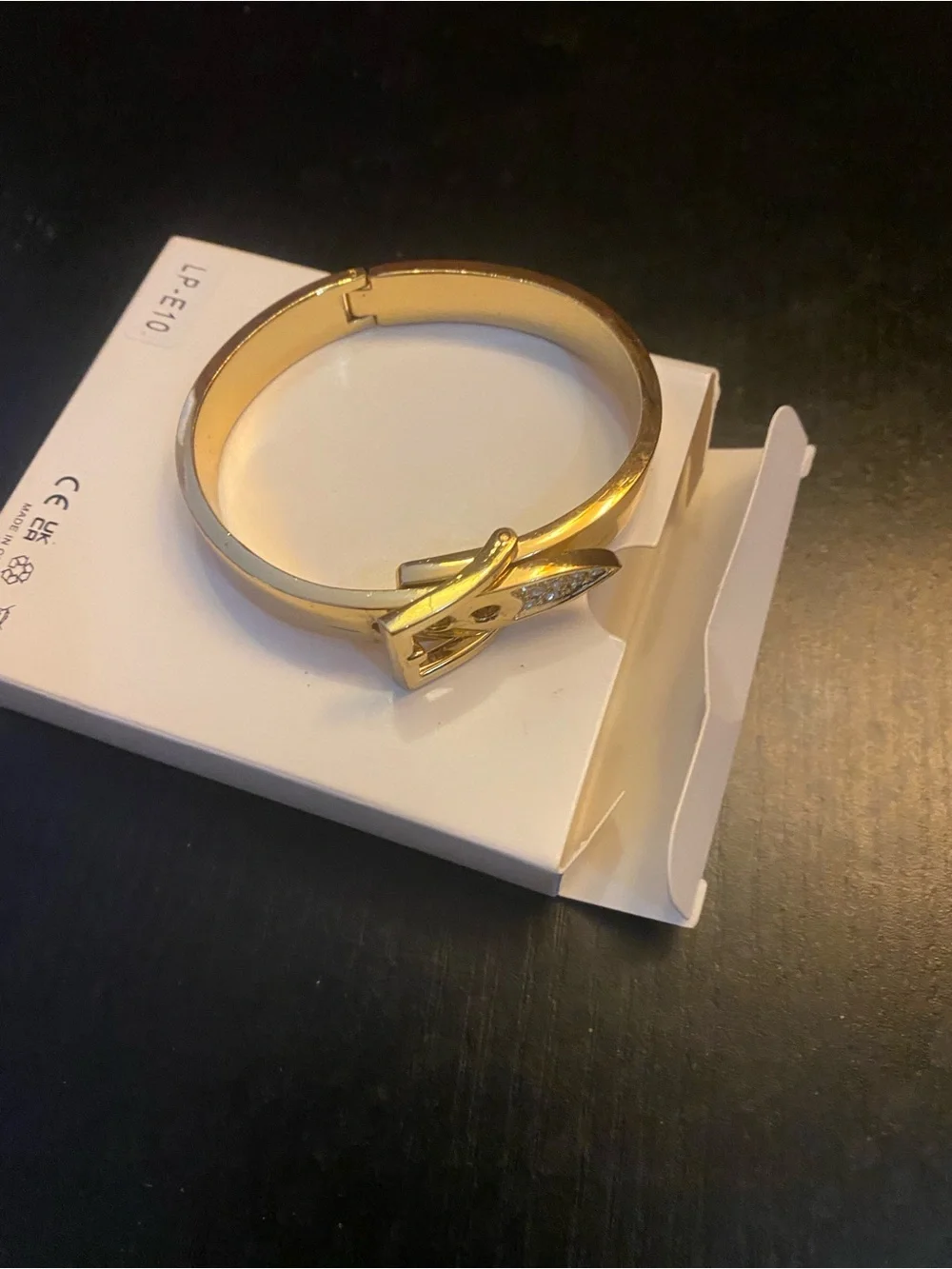 Gold Tone Crystal Accent Buckle Bracelet - Blue Nails Styling
